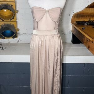 Jaded Rose exclusive strapless corset midi dress NUDE color
